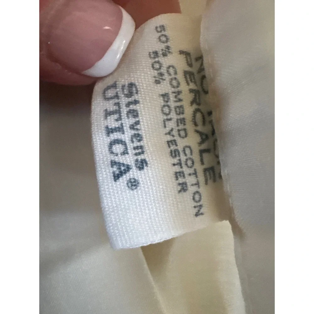 Vintage Stevens Utica Floral Garland Flat Sheet White Percale 108x115 King